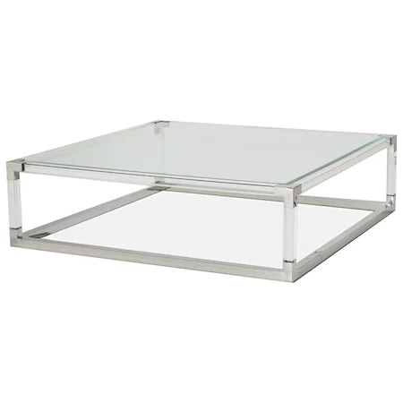Square Cocktail Table with Clear Glass Top